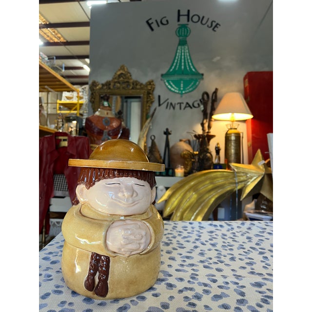 1970s Monk Figure Ceramic Cookie Jar For Sale - Image 4 of 12