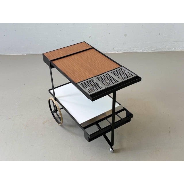 Black Serving Trolley by Cees Braakman for Pastoe, Netherlands, 1950s For Sale - Image 8 of 16