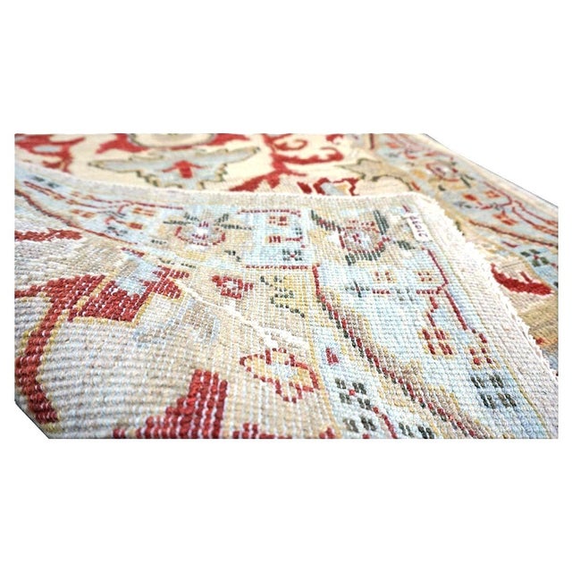 Early 21st Century 21st Century Afghan Sultanabad 3x10 Tan, Red & Light Blue Handmade Runner Rug #1144042 For Sale - Image 5 of 6