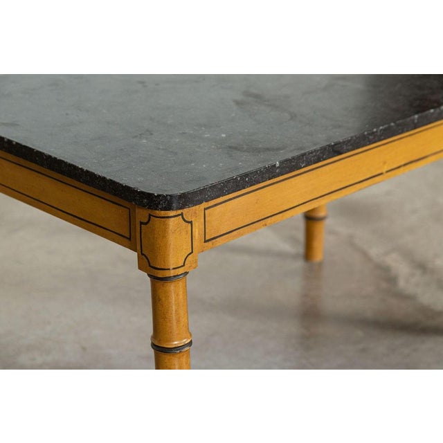 19th Century English Faux Bamboo, Marble & Painted Beech Coffee Table, 1850s For Sale - Image 3 of 17