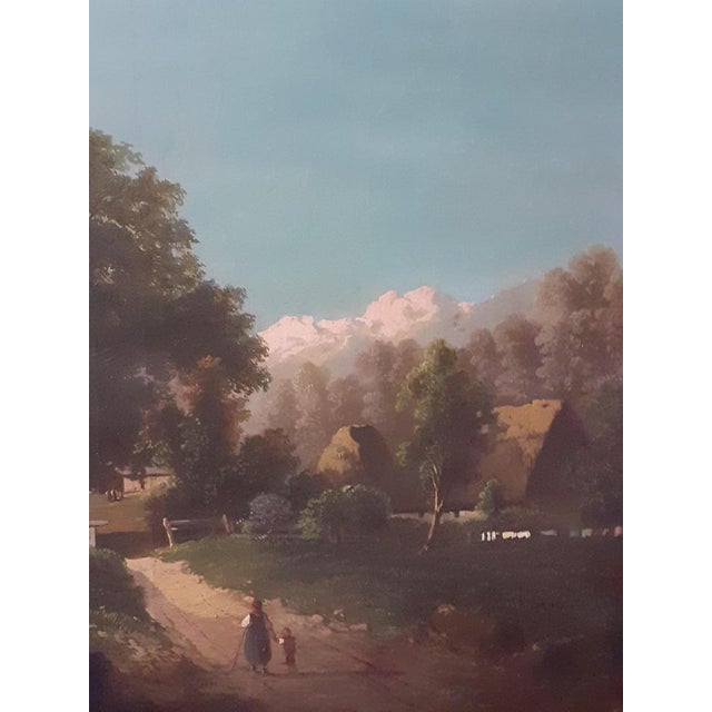Blue Louis Philippe Era Artist, Landscape, 1800s, Oil on Canvas, Framed For Sale - Image 8 of 15