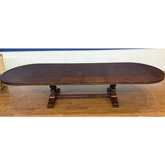 English Large English Country Hand-Hewn Oak Tressel Table by Century For Sale - Image 3 of 18