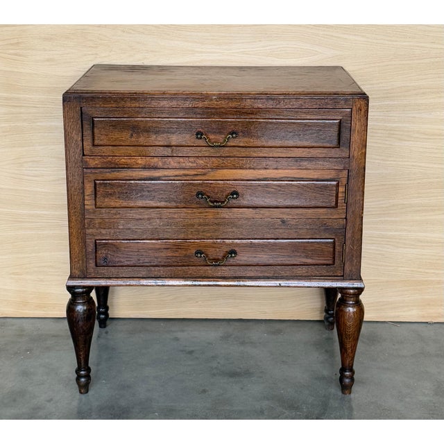 Mid-Century French Walnut Side Table with One Drawer and Hidden Door, 1950s For Sale - Image 10 of 18