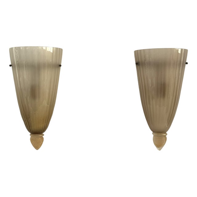 Large Italian Murano Glass Wall Sconces, 1970s, Set of 2 For Sale