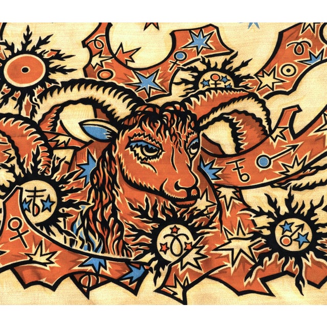 Hand-printed wool tapestry depicting the sign of Aries, from the series The Twelve Signs of the Zodiac. Original design by...