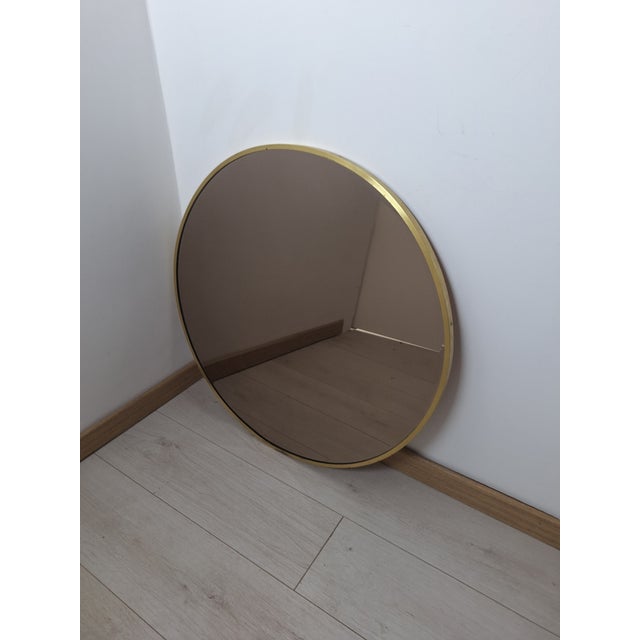 Vintage Mirror with Round Brass Frame, 1950s For Sale - Image 10 of 10