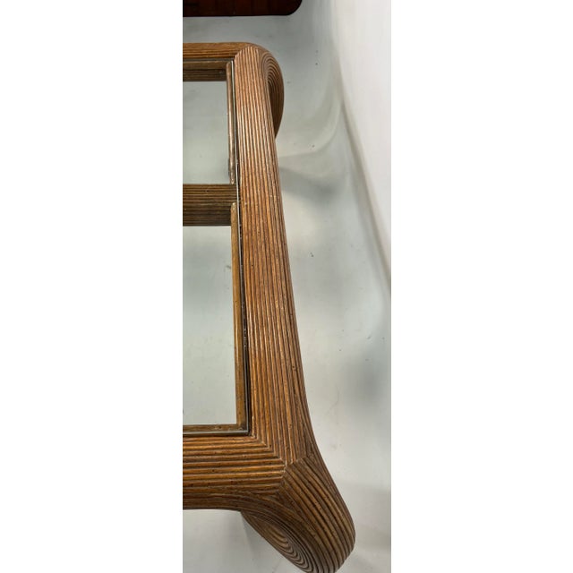 Vintage Split Reed Rattan Chow Leg Coffee Table For Sale In New York - Image 6 of 12