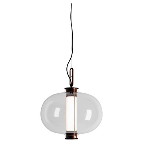 Brown Bronze and Glass Diffuser Bai T Ma Ma Suspension Lamp with Glass by Neri & Hu for Parachilna For Sale - Image 8 of 8