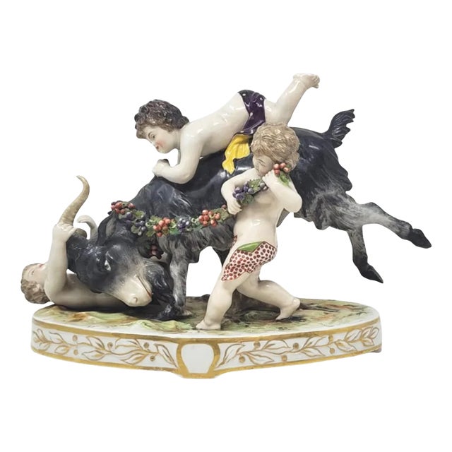 Group of Children Playing with a Goat from Ludwigsburg Porcelain For Sale