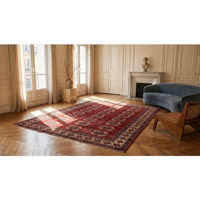 Mid 19th Century Central Asian Tekke Turkmen Main Carpet ( 6'6" x 9'-198 x 275 ) For Sale - Image 9 of 10