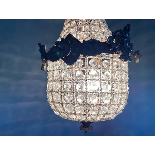 1960s French Louis XVI Charcoal Bronze Chandelier For Sale - Image 12 of 17