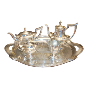 1910s Gorham 'Plymouth' Pattern Five Piece Silver Plate Tea Service - Set of 5