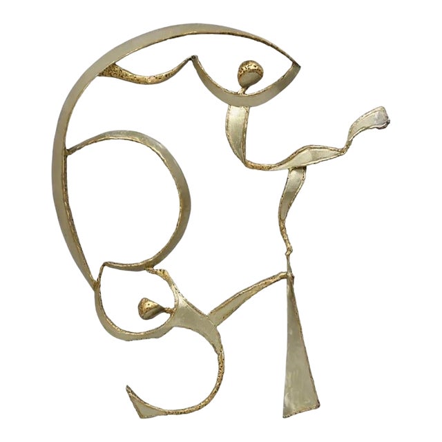 Colbert Collins 1980s Steel Metal Brutalist Ribbon Dancers Wall Art Sculpture For Sale