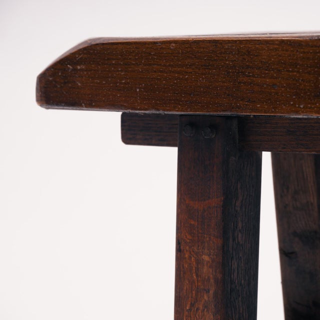 Brutalist Brown Oak Bench For Sale - Image 14 of 18