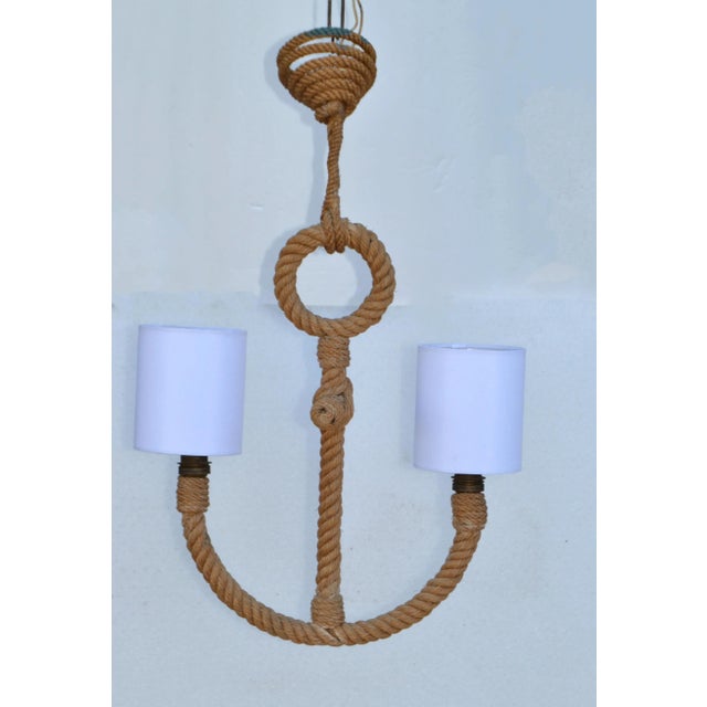 Audoux Minet 2-Light Handwoven French Rope Chandelier Nautical Anchor Design For Sale In Miami - Image 6 of 13