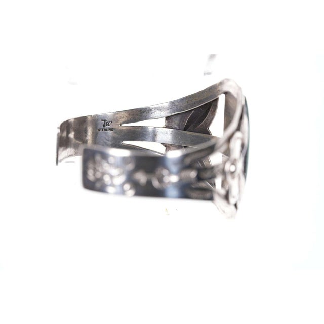 Vintage Bell Trading post Navajo sterling cuff bracelet with turquoise For Sale In Austin - Image 6 of 10