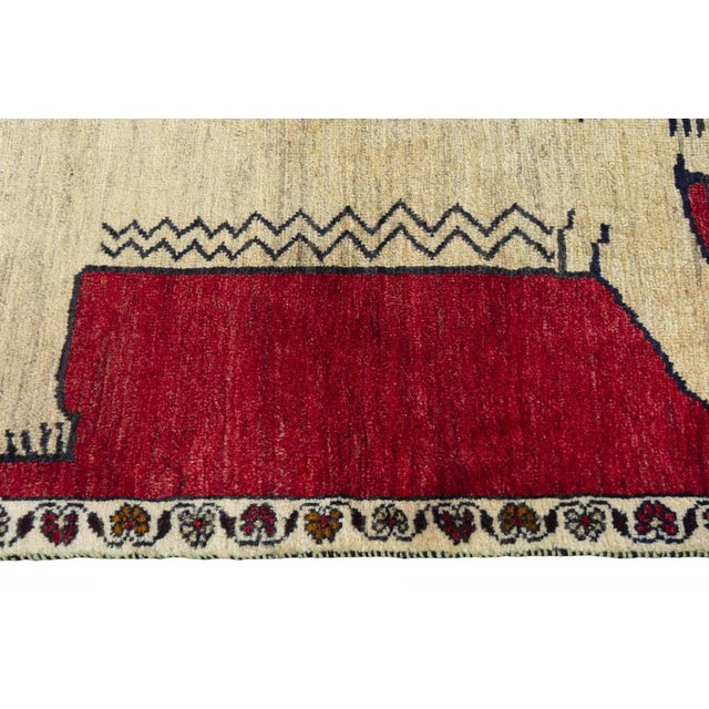 Textile Hand-Knotted Gabbeh Nomad Rug in Pure Wool For Sale - Image 7 of 11