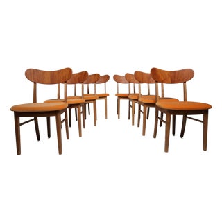 Set of Eight Restored Danish Modern Oak & Teak Dining Chairs, Circa 1960 For Sale