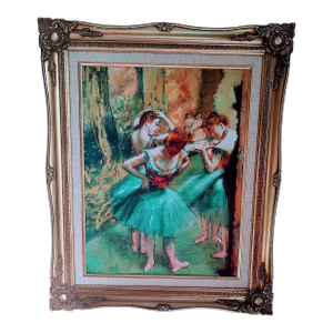 1960s "Dancers in Pink and Green" by Edgar Degas Reproduction in Vintage Frame