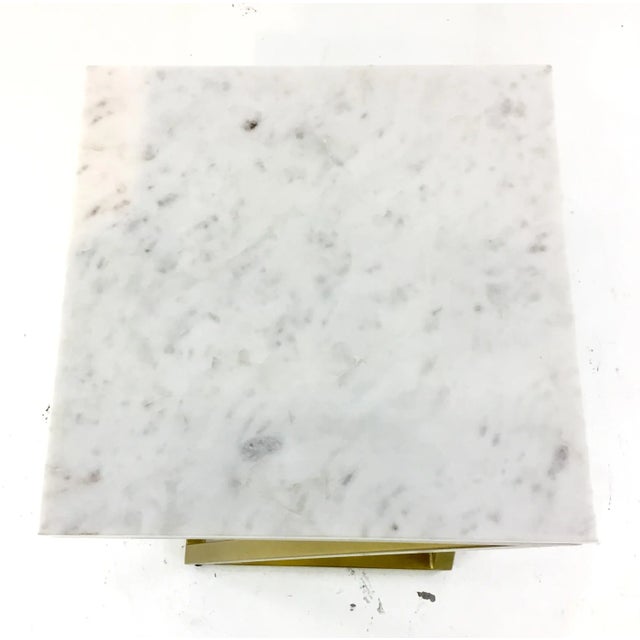 Modern Zig-Zag Marble and Brass Metal Side Table For Sale - Image 4 of 5