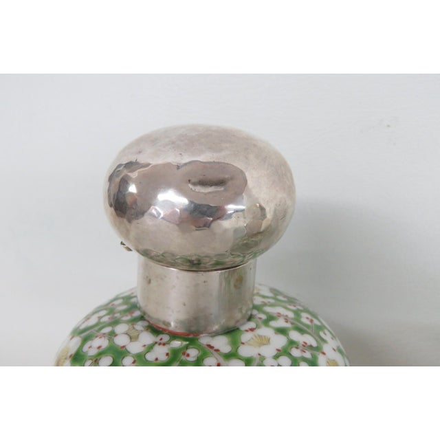 Cloisonne Enamel Sterling Lidded 3pc Vanity Set Empty Perfume Bottles Jar 5113b For Sale - Image 9 of 18