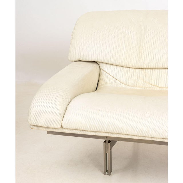 Contemporary Saporiti Italia "Wave" Cream Leather Two-Seat Sofa For Sale - Image 3 of 7