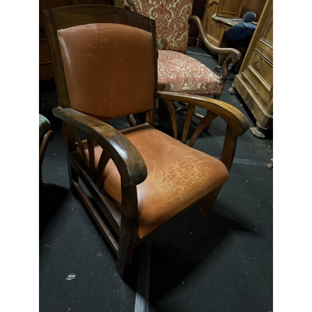 Vintage Bridge Chair in Leather, 1930s For Sale - Image 6 of 8