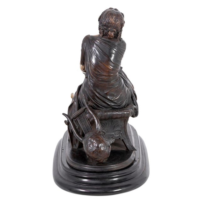 Neoclassical Pierre Schoenewerk "Erato" Patinated Bronze For Sale - Image 3 of 5