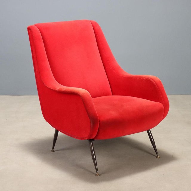 Vintage Red Velvet Chair, 1960s For Sale - Image 10 of 10