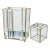 Vintage 1980s 24k Gold Leaded Beveled Glass Wastebasket & Tissue Box Cover For Sale