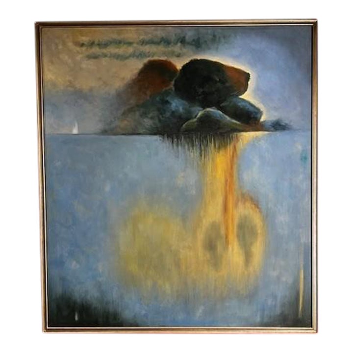 Theodore Alexander Abstract Oil Seascape, Framed | Chairish