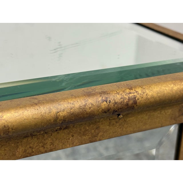 Gold Vintage Metal + Mirrored Column Pedestal For Sale - Image 8 of 12