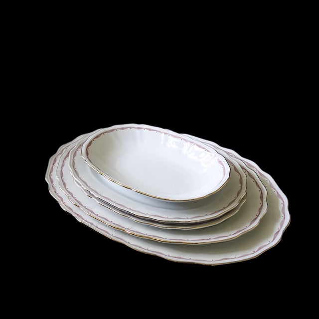 Large Vintage Oval Serving Plate with Gold Ribbon and Red Pattern from Rörstrand, Sweden For Sale - Image 4 of 6