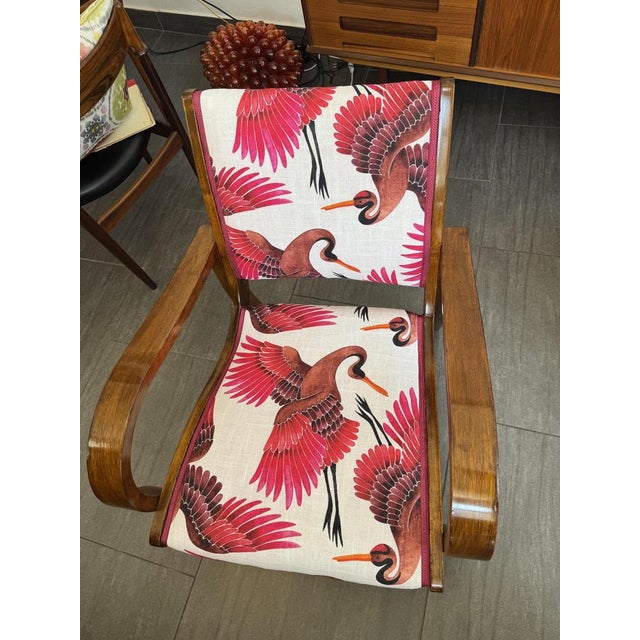 Vintage Armchair in Brown and Fuchsia, 1930s For Sale - Image 4 of 10