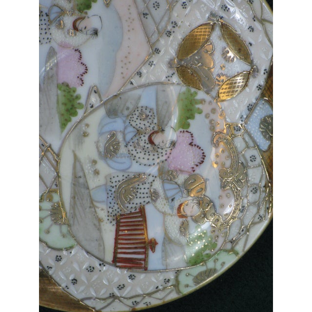 Plate / Saucer Antique Japanese Satsuma Figurine Oriental Japan Men, Ladies For Sale - Image 13 of 13