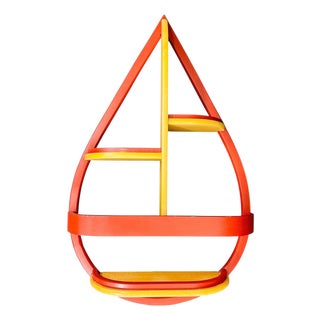 Iconic 1970s Danish Modern Bentwood Teardrop Wall Shelf | MCM Vintage Curio Display For Sale