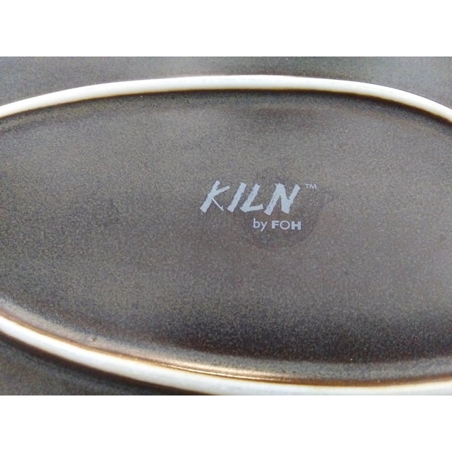 Modern Kiln 14" Porcelain Mocha Oval Plate by f.o.h. Front of the House For Sale - Image 3 of 6