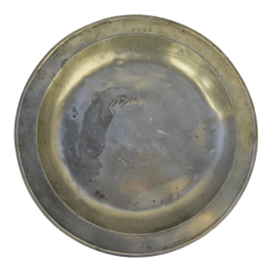 Large English Pewter Charger 18th Century Owner's Initials