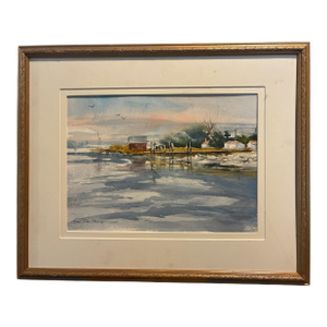 Late 20th Century Signed Susan Tilton Pecora Watercolor Waterscape – Framed Original Painting
