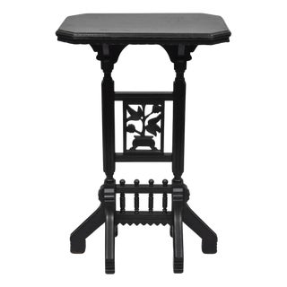 Antique Victorian Aesthetic Movement Black Ebonized 34" Plant Stand Side Table For Sale