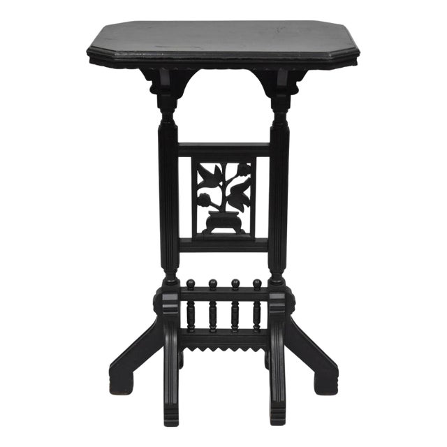 Antique Victorian Aesthetic Movement Black Ebonized 34" Plant Stand Side Table For Sale