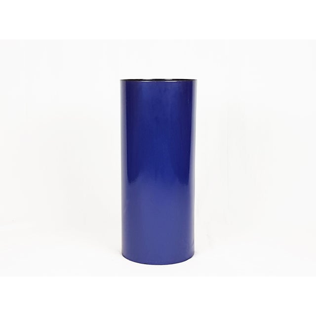 Italian Blue, White & Black Enameled Metal Umbrella Stand, 1960s For Sale - Image 6 of 14