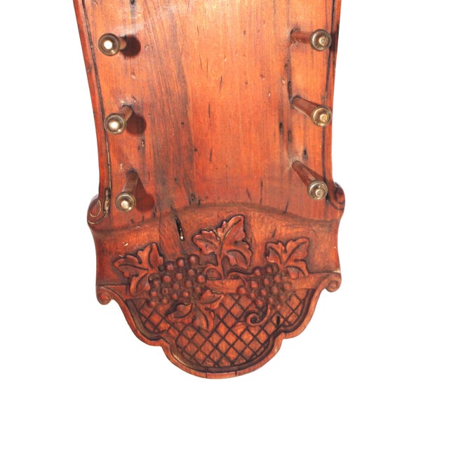 Mediterranean Antique Vertical Carved Wooden Plate Rack With Bacchus For Sale - Image 3 of 8