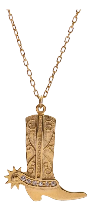 Western Spirit Cowboy Boot Gold Vermeil Necklace