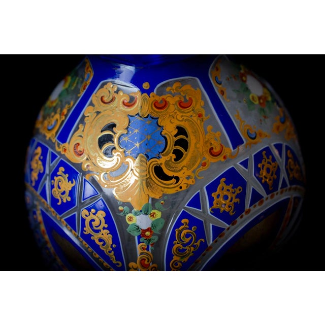 Blue and White Cut Crystal Overlay Vase with Enamel and Gilt Decoration, 19th Century For Sale - Image 5 of 16