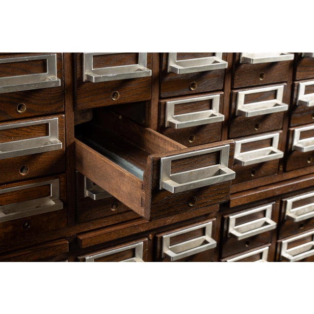 Vintage 60-Drawer Walnut Card Catalog For Sale - Image 10 of 13