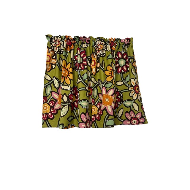 Green Green Floral Cafe Curtains 28Wx25L Handmade New For Sale - Image 8 of 9