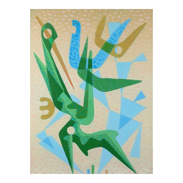 Leo Guida, At the Seaside, Original Oil Paint on Canvas, 1985 For Sale