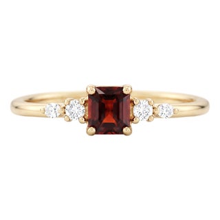 Garnet Engagement Ring • Gold Art Deco Anniversary Ring • January Birthstone Ring Us 7 For Sale