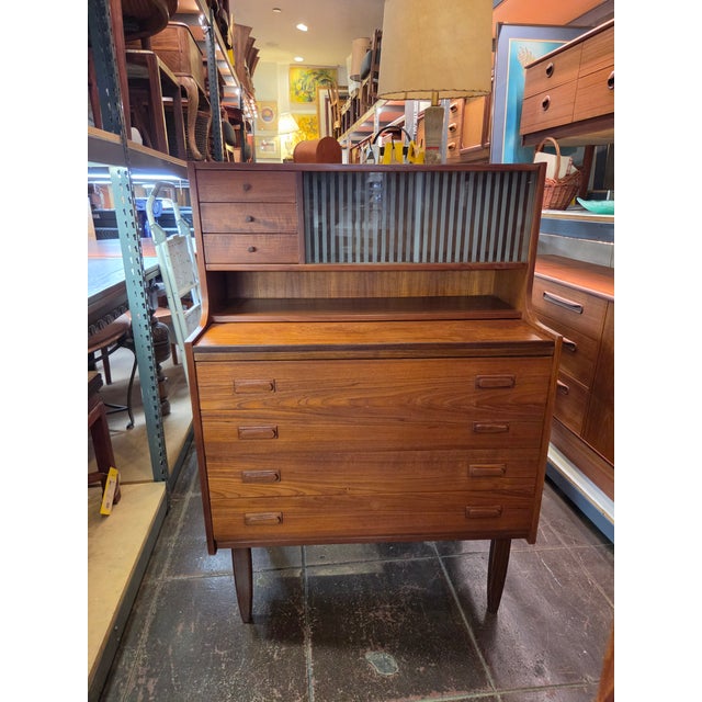 1960s Danish Teak Secretary Desk Pull Out Top For Sale - Image 14 of 14